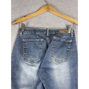 Onion Blue Denim Flared Jeans Side Slit Medium Wash QS 0602Y Size 5